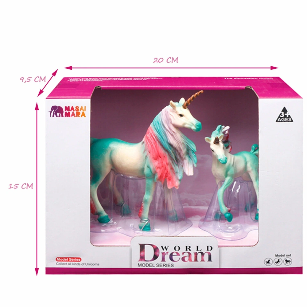 Набор фигурок животных Мир фэнтези Семья зеленых единорогов 2 шт