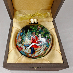 Шар новогодний с круговой росписью "Пушкин. Лукоморье" в футляре