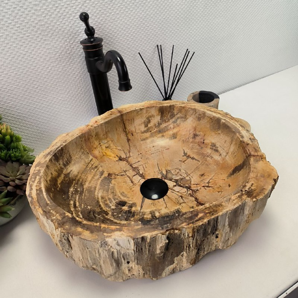 Раковина из окаменелого дерева OD-62104 49*42*15 0088