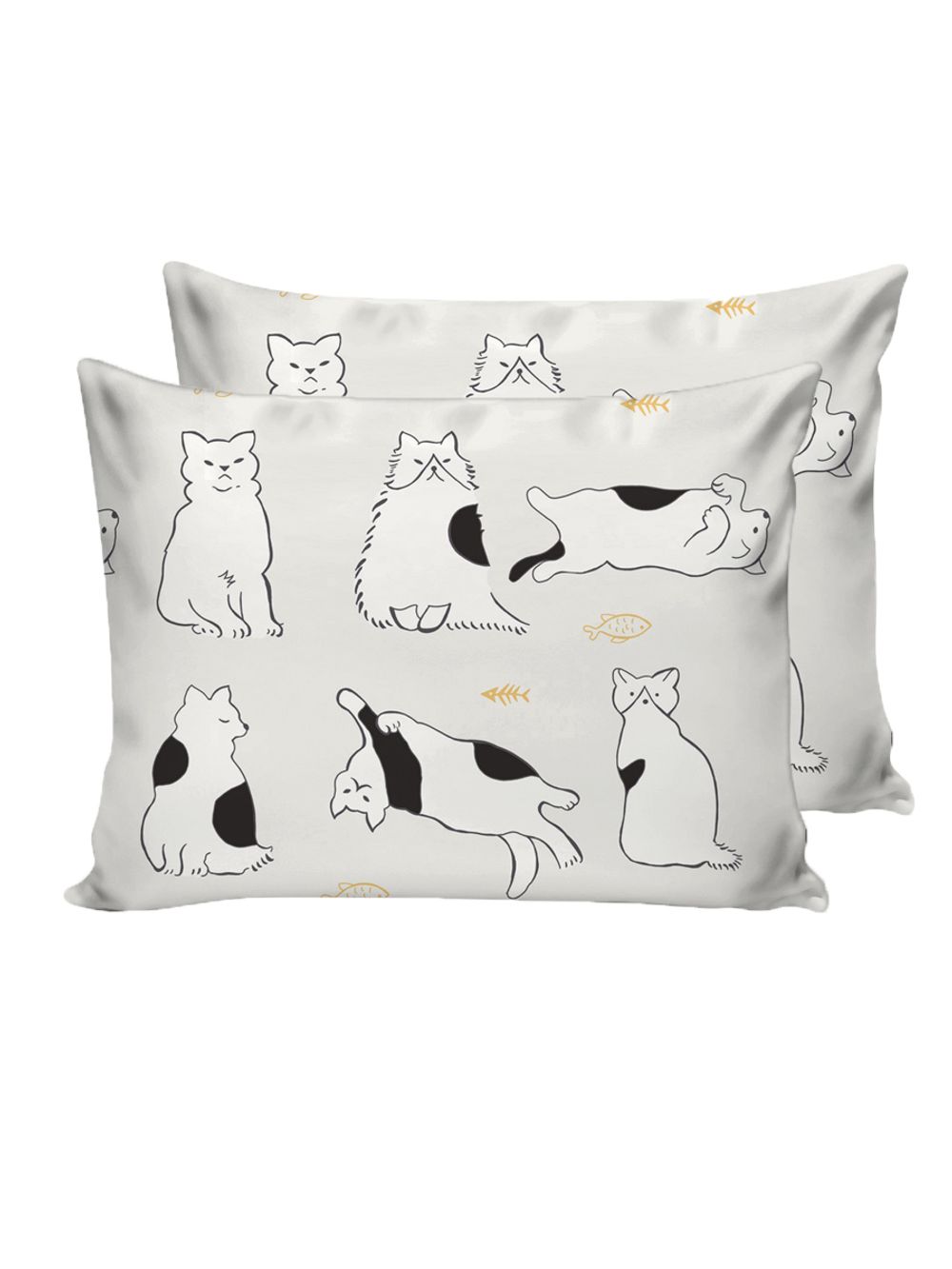 Постельное белье Сказка "Котики на сером" семейное Наволочка 50х70 см 2 шт Простынь на резинке 160х200 см Пододеяльник 145х215 см(2шт) , перкаль