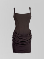 Платье Agdali Brand 1051 короткое однотонное на лямках со шнуровкой на спине