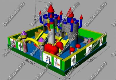Большой надувной батут "Средневековье" 15*15*5 м