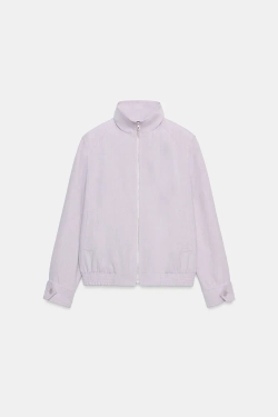ZARA БОМБЕР ИЗ СМЕСОВОГО ЛЬНА — ZW COLLECTION, ЦВЕТ МАЛЬВЫ