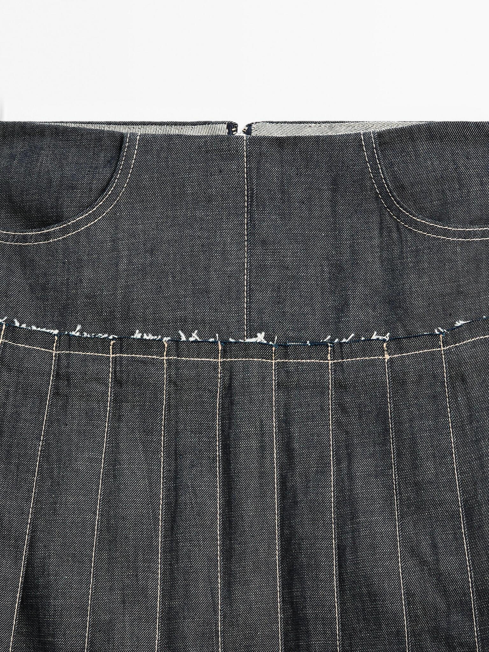 Massimo Dutti Джинсовая юбка миди с плиссировкой, темно-серый