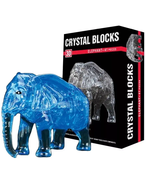 Пазл 3D кристаллический Слон, 41 деталь, цвет синий