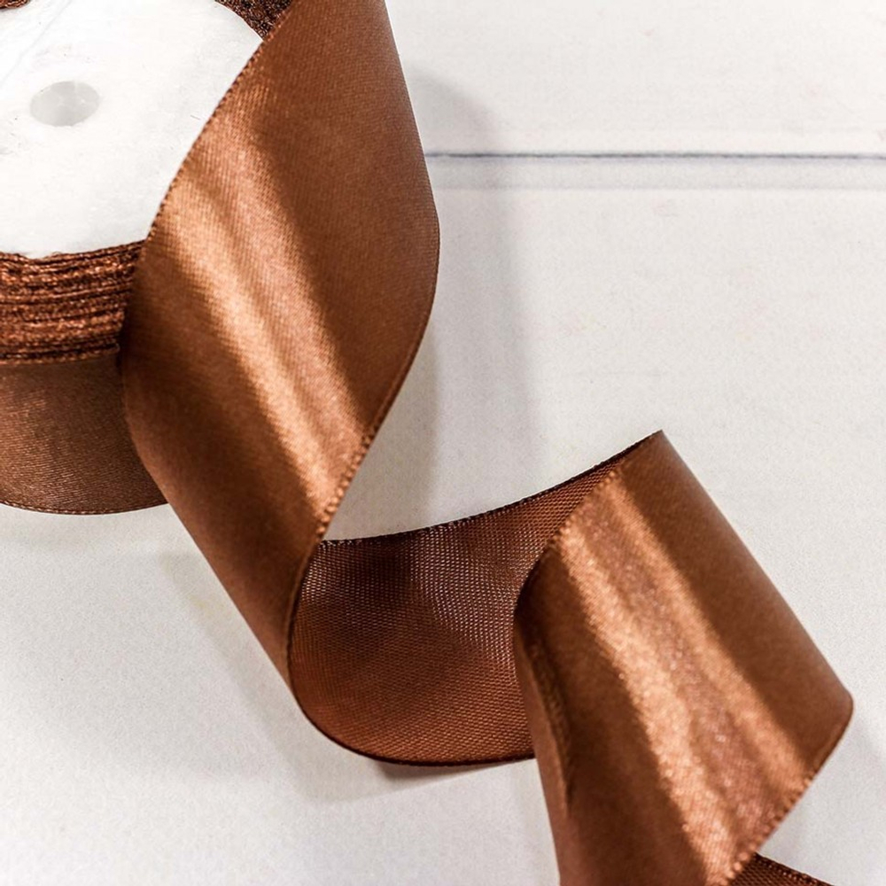 Лента Атласная 3,8см х 28м Сатин (Коричневый)