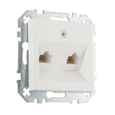Розетка компьютерная RJ45 двойная LIREGUS RETRO IKL-002-01.R/WWM белая матовая