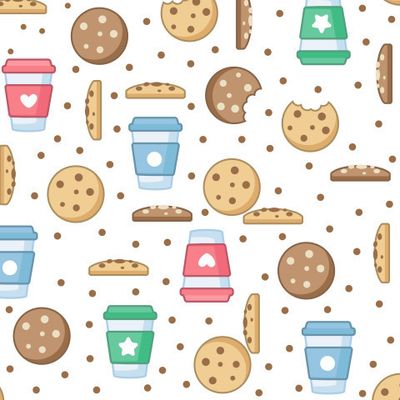 Кофейные стаканы и печенье с шоколадной крошкой