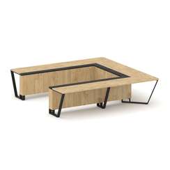 Steel Meet Стол переговорный П-образный KMK-PR.B.SP-11P Тиквуд Светлый/Графит Глянец/Металл Черный 3