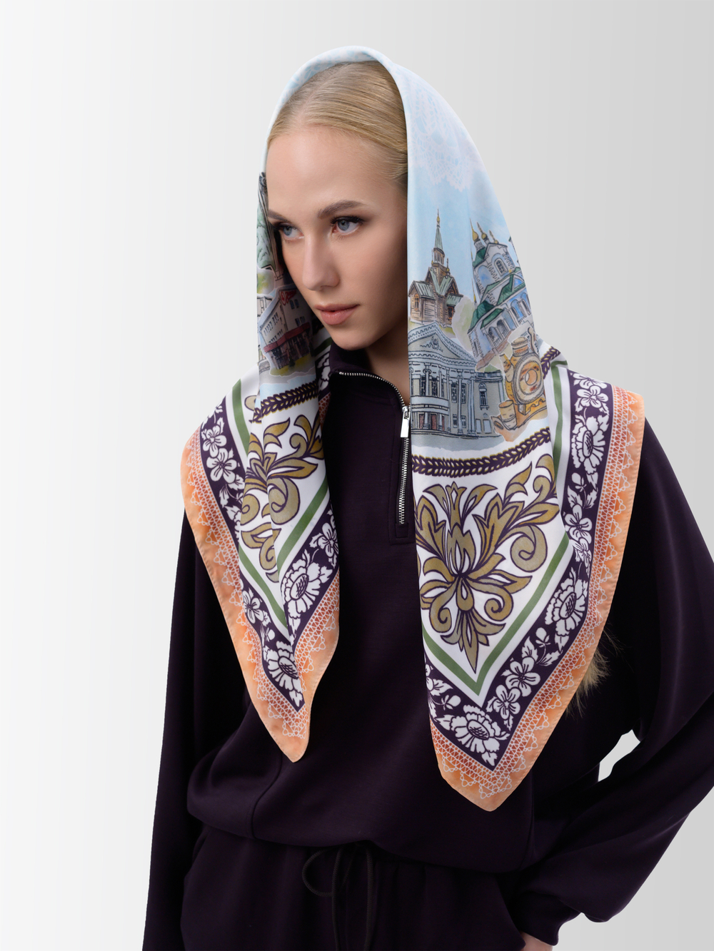 Платок «Связь времен» персиковый