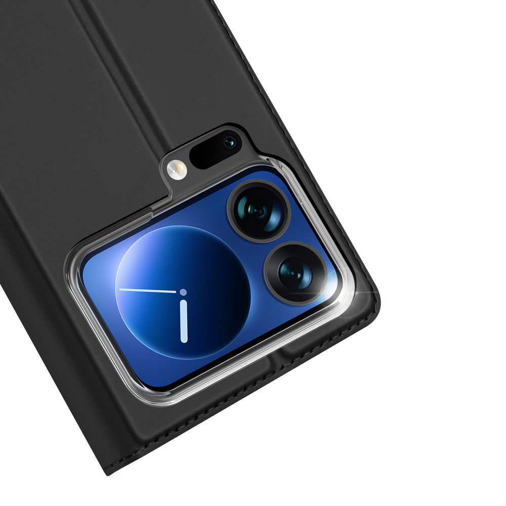 Чехол книжка из PU кожи черного цвета от Dux Ducis для Xiaomi 17 Pro, серия Skin Pro Series Case