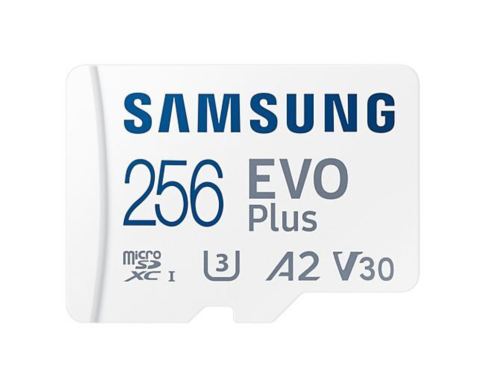 Карта памяти Samsung EVO Plus microSDXC 256 ГБ Class 10, V30, A2, UHS-I U3, R 130 МБ/с, адаптер на SD