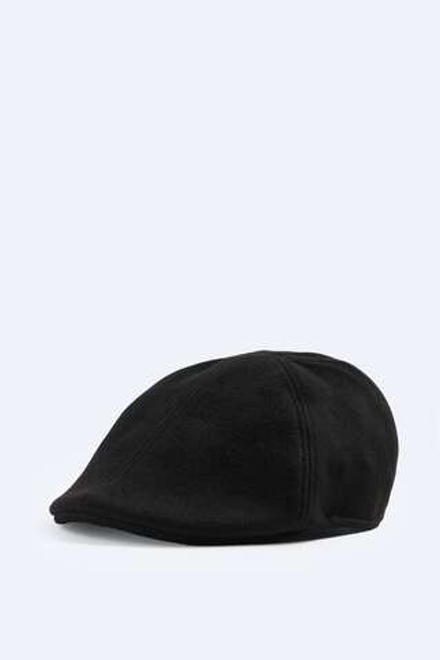 ZARA ПЛОСКАЯ ФЛАНЕЛЕВАЯ КЕПКА, ЧЕРНЫЙ