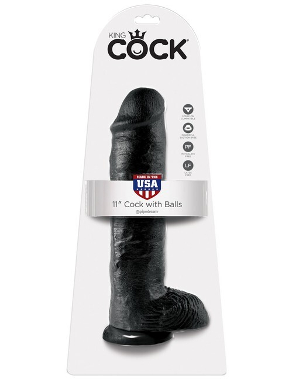 Фаллоимитатор на присоске 11 Cock with Balls черный King Cock (Цвет: черный)