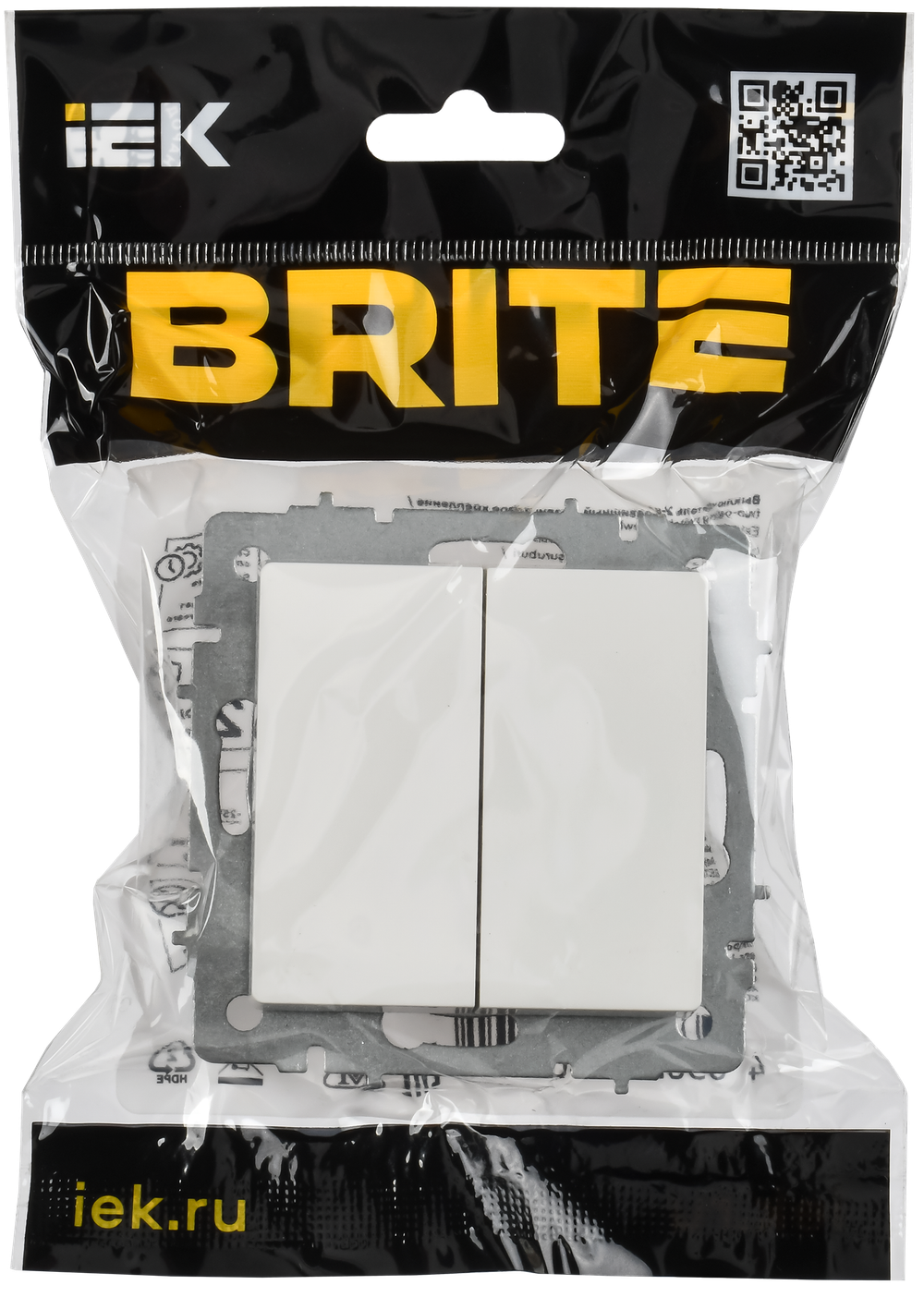 BRITE Выключатель 2-клавишный 10А безвинтовое крепление ВС11-2-0-БрБ белый IEK