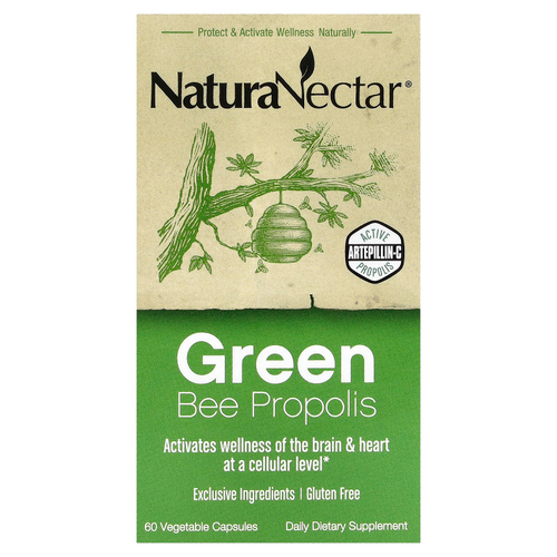 NaturaNectar, Green Bee Propolis, 60 вегетарианских капсул