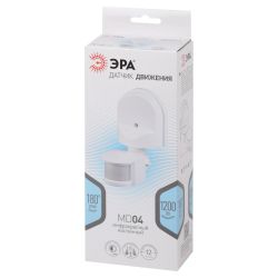 Датчик движения ЭРА MD 04 настенный 1200 Вт 12м IP44