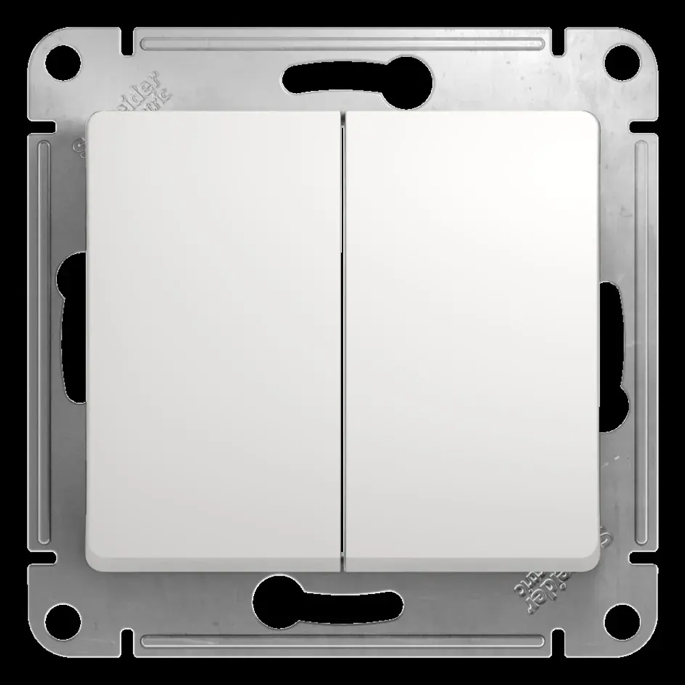 GLOSSA 2-клавишный ПЕРЕКЛЮЧАТЕЛЬ, сх.6+6, 10АХ, механизм, БЕЛЫЙ