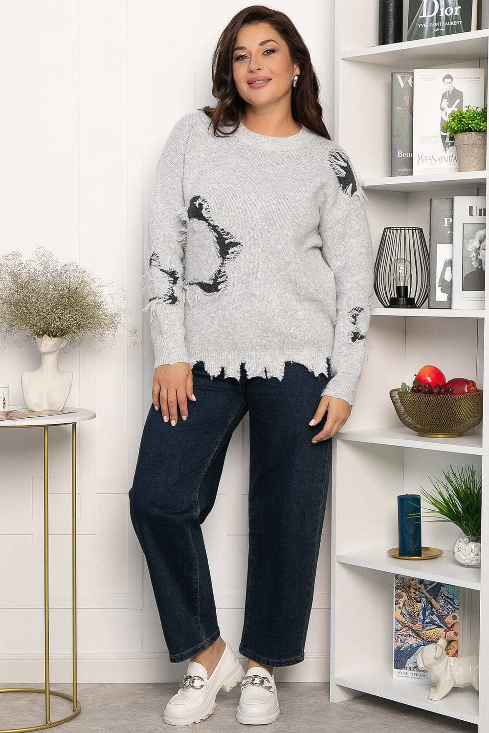 Свитер рваный Наиль (серый) Б14562-13М LT Collection