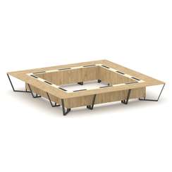 Steel Meet Стол переговорный квадратный KM-PR.B.SP-24K Тиквуд Светлый/Ваниль Глянец/Металл Антрацит