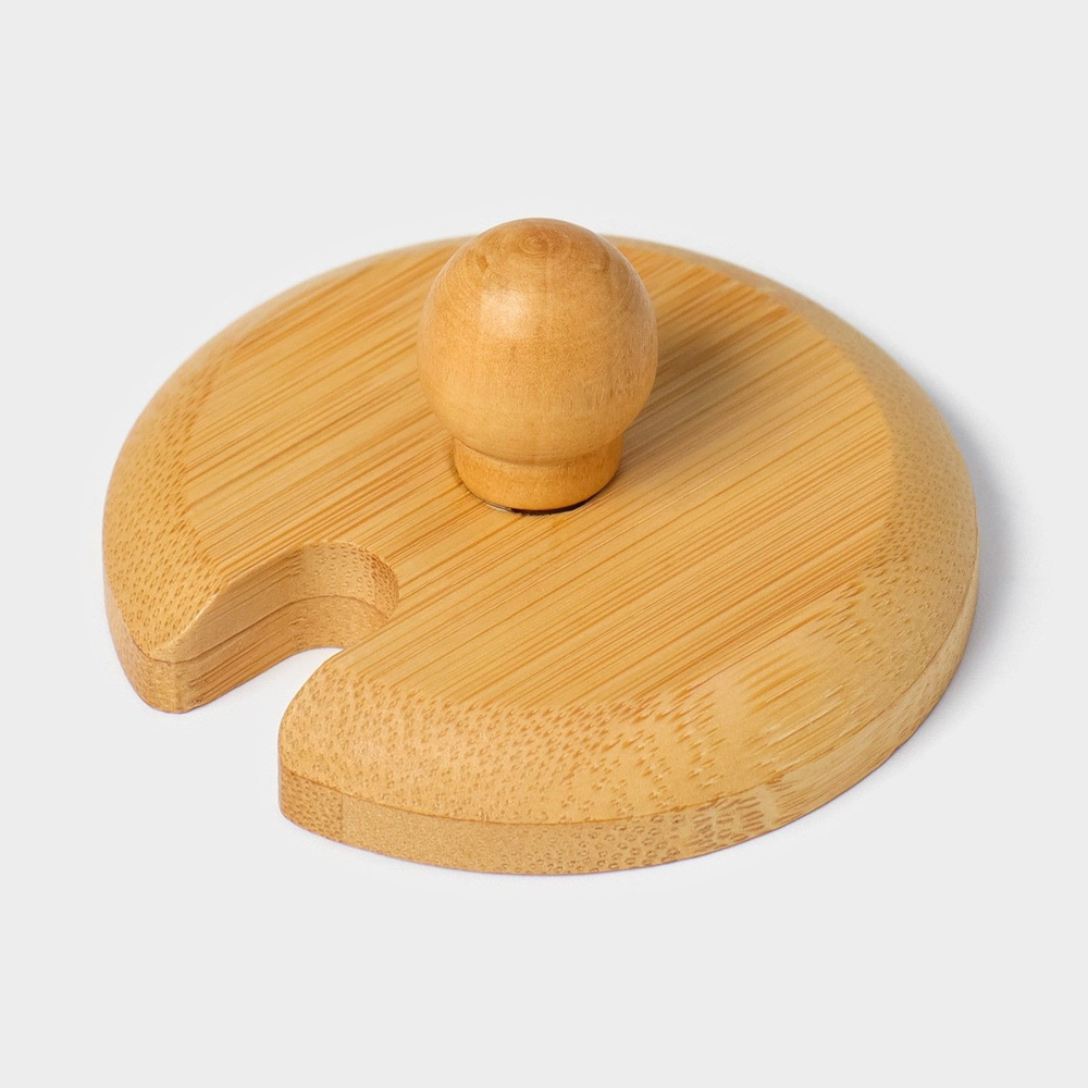 Крышка для ёмкостей Доляна, d=6 см, с ручкой, бамбук