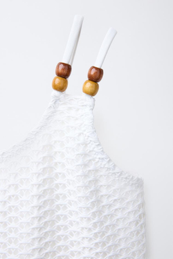 ZARA КУПАЛЬНИК ИЗ КРУЖЕВА КРОШЕ, БЕЛЫЙ