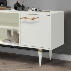 Тумба под ТВ Арт Колор matte 117см Классик Сильвер Белый опал матовый