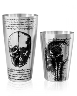 Шейкер Lumian Yokai Boston Leonardo Tin & Half Tin, 18-28 oz, серебро с гравировкой