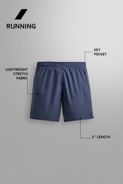 ZARA ЛЕГКИЕ БЕГОВЫЕ ШОРТЫ 5'', ВЫЦВЕТШИЙ СИНИЙ