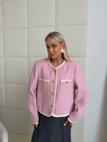 Жакет твидовый розовый