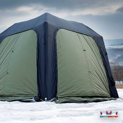 Пневмокаркасная палатка-шатёр «Снежный Очаг» 3×3×2,3 м — из ПВХ, морозостойкая