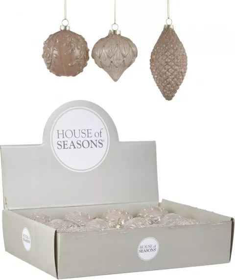 Набор стеклянных шаров Королевский Каприз 80 мм., 12 шт., шампань, House of Seasons (84001)
