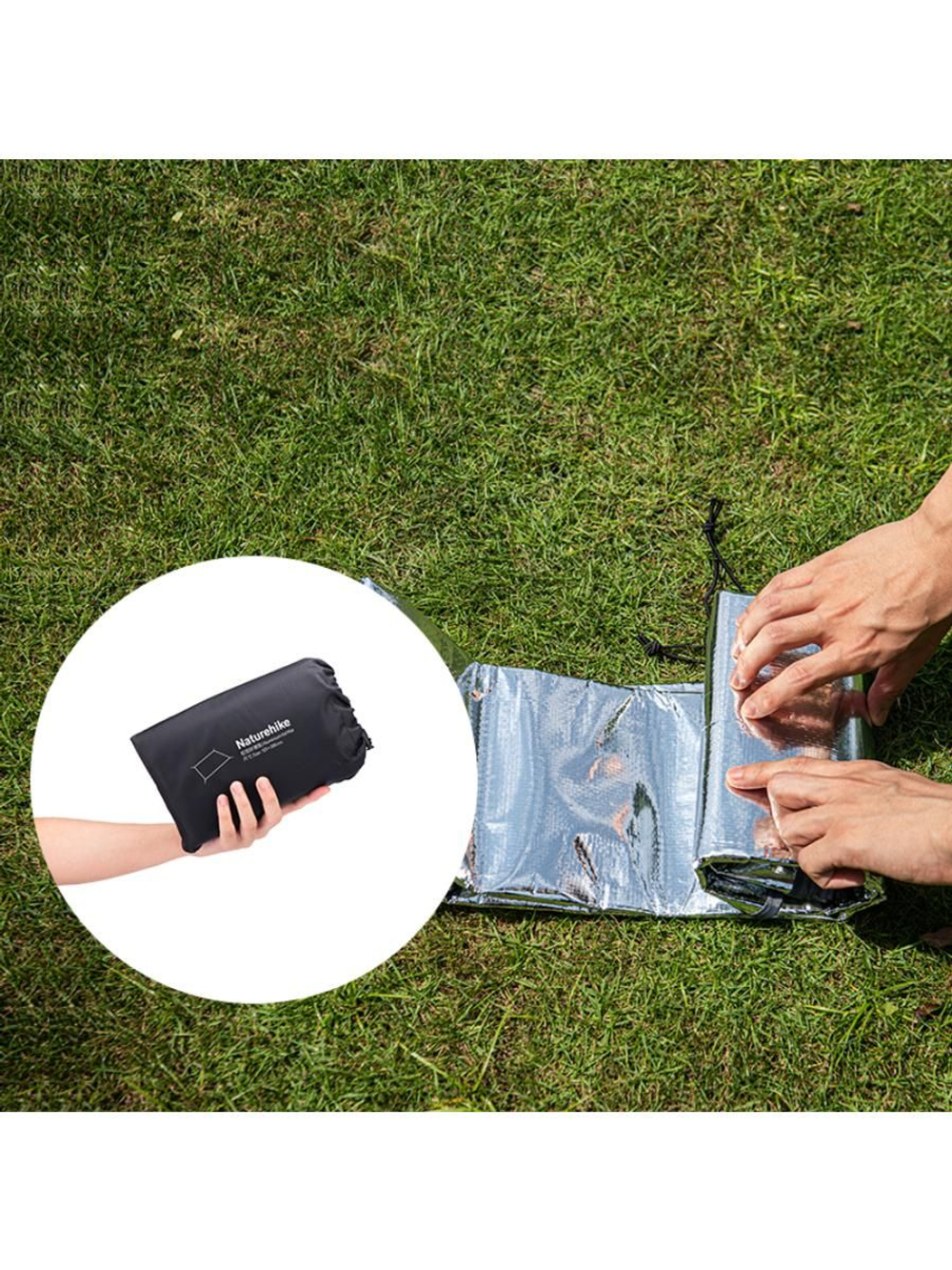 Коврик туристический Naturehike NH20FCD03 многофункциональный влагозащитный из алюминиевой фольги PE M 160*200, 6927595746776