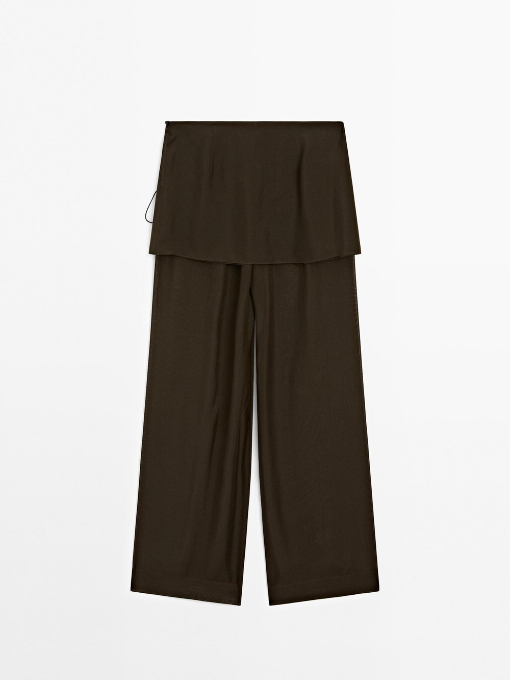 Massimo Dutti Брюки свободного кроя из 100% шелка, темный хаки