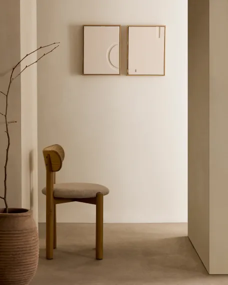 Стул Nebai, бежевый шенилл, массива дуба светлый