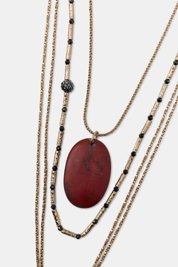 ZARAНАБОР ИЗ 3 ОЖЕРЕЛИЙ С КАМНЯМИ И СТРАЗАМИ, ЗОЛОТИСТЫЙ