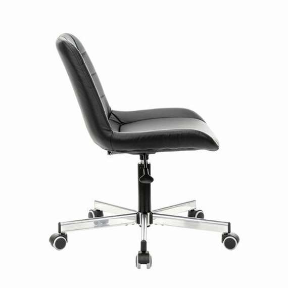 Кресло BRABIX &quot;Deco MG-316&quot;, без подлокотников, пятилучие серебристое, экокожа, черное, 532080.