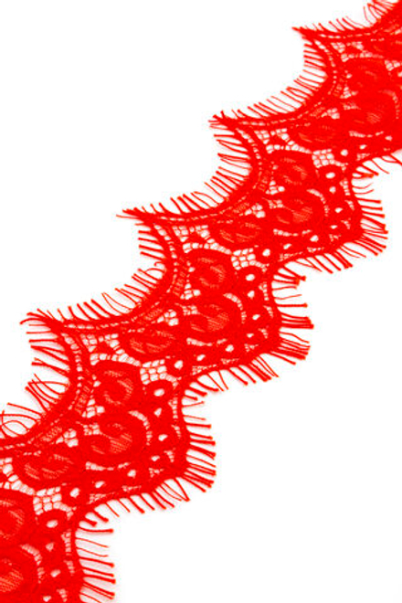 Узкое кружево шантильи красное неэластичное 6,5 см