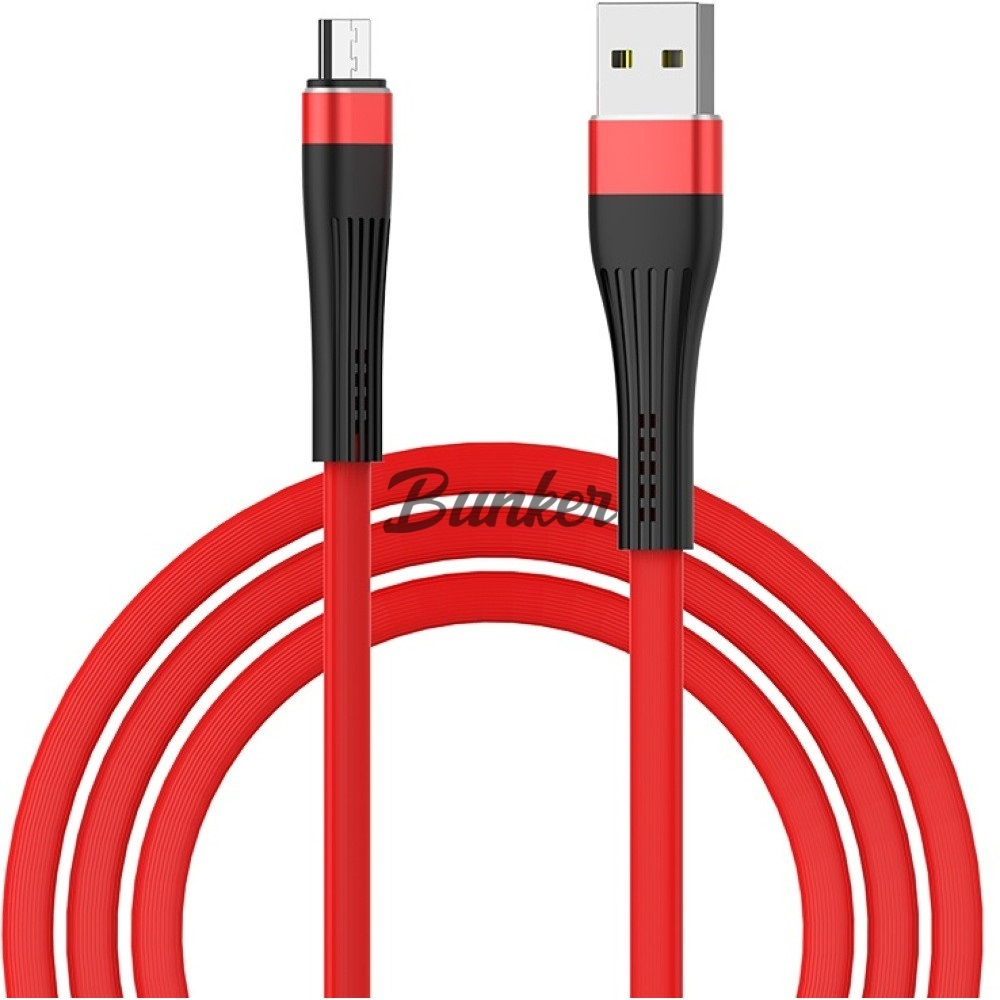 Кабель USB- Type-C Borofone BU4, красный металл штекер, 1,2м, круглый красный TPE, 2.4 AКабель USB-