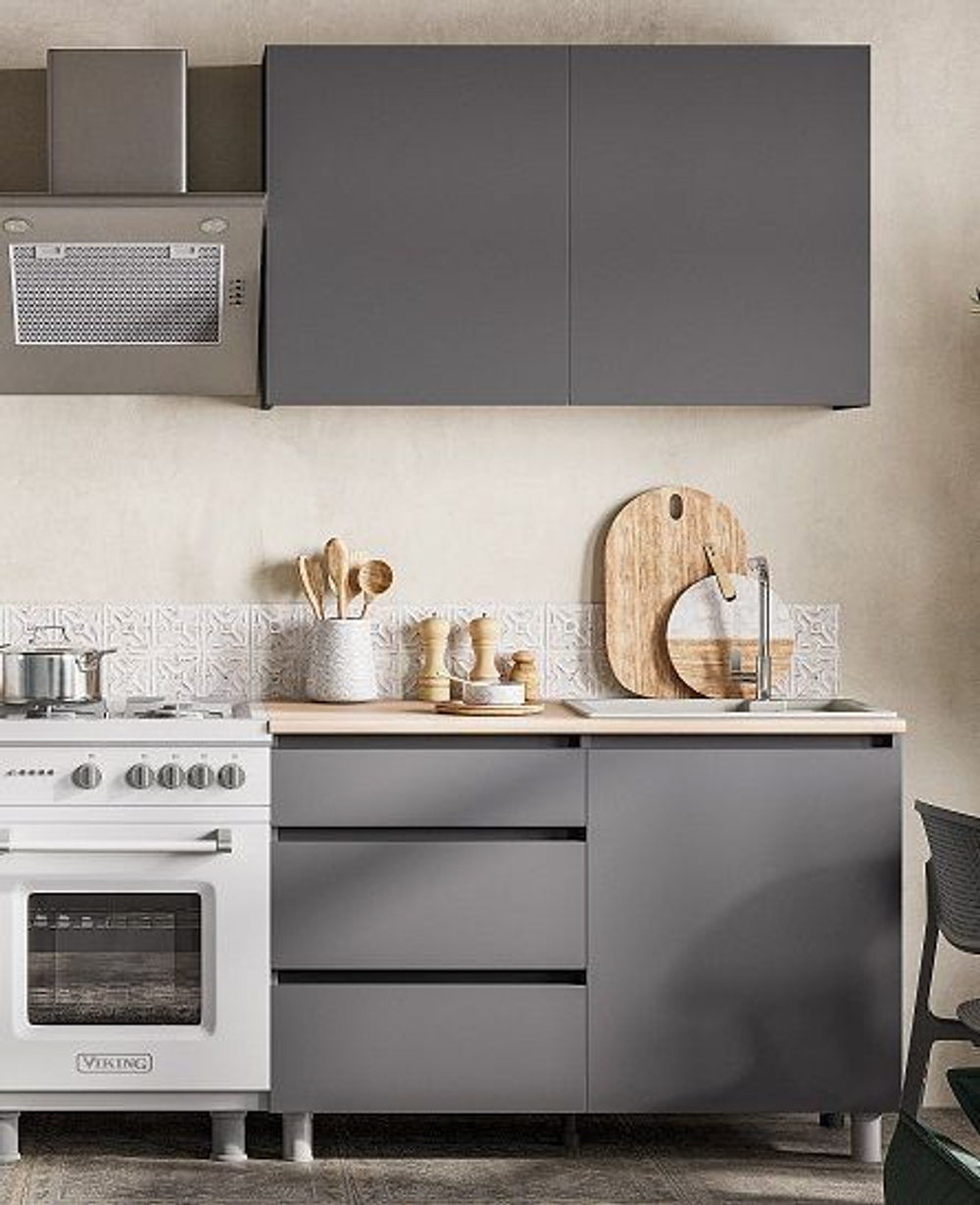 Кухонный гарнитур Den (1,2м) Графит/Дуб Сонома