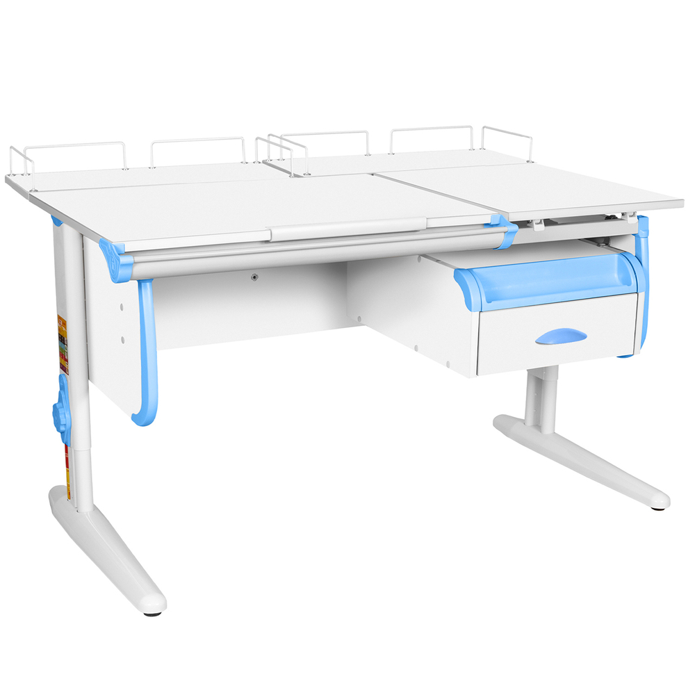 Растущая парта Дэми СУТ 25 с задними полками СУТ.15.210 и навесной тумбой (1200×880 мм)