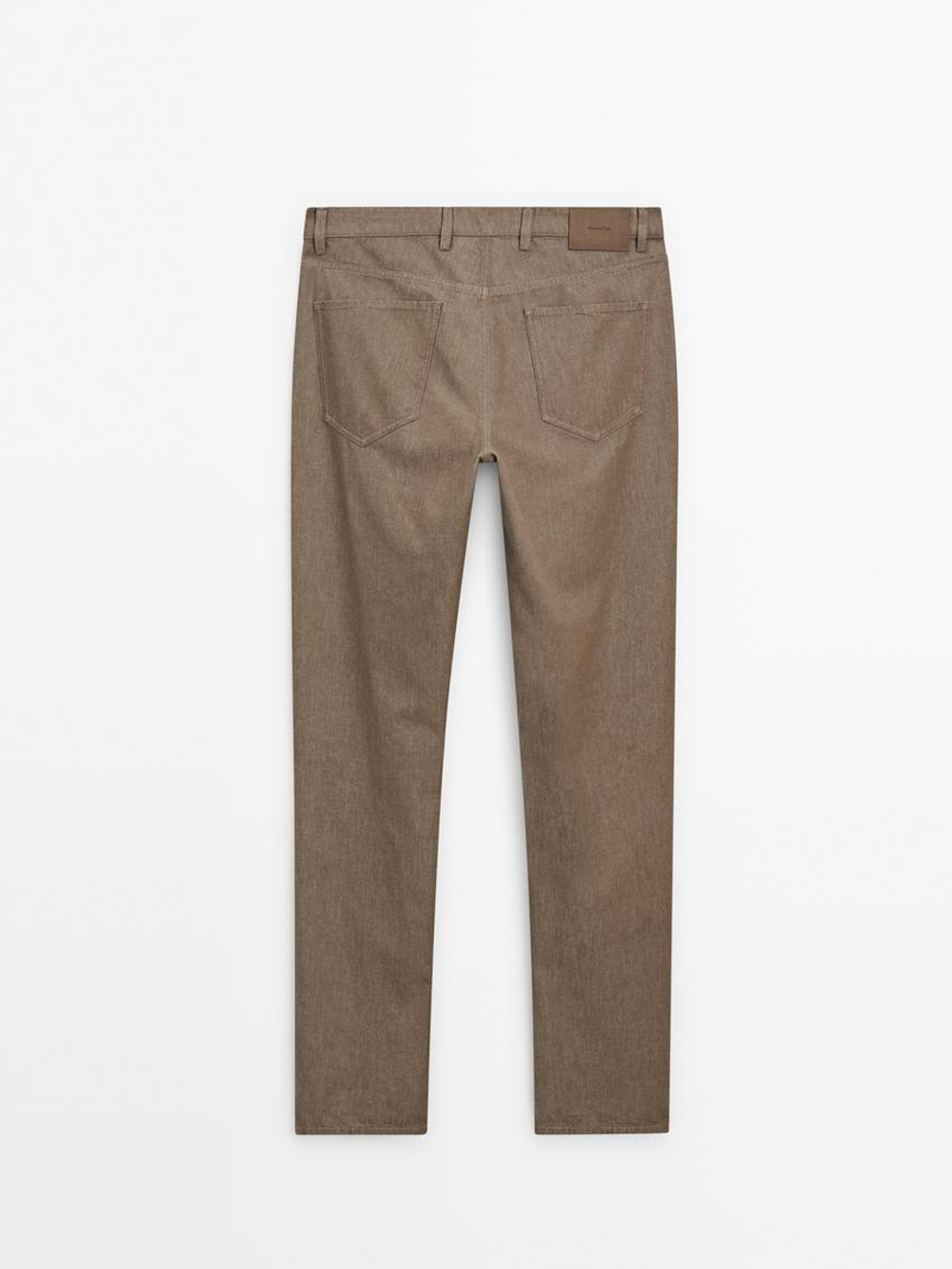 Massimo Dutti Зауженные джинсы из хлопковой джинсовой ткани, норка