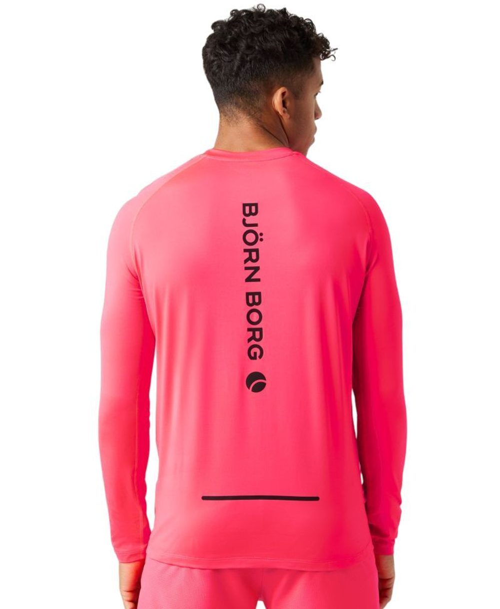 Теннисная футболка Bj_rn Borg Performance Long Sleeve Brushed - diva pink