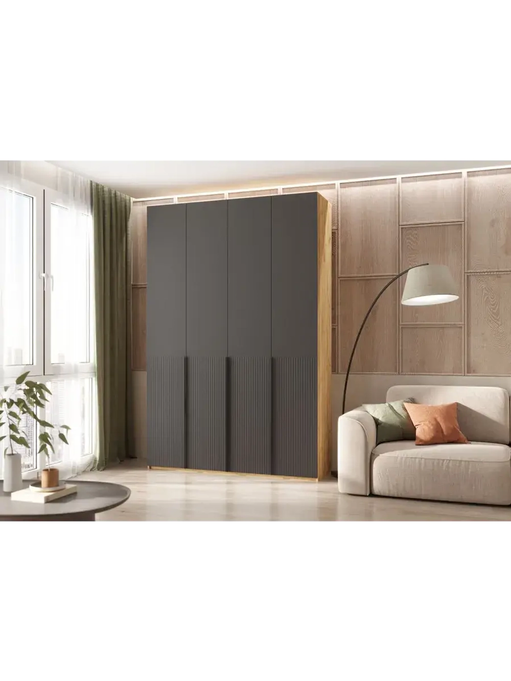 Шкаф для одежды 4 створки Браш Графит 160х51х240