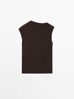 Massimo Dutti Топ асимметричного кроя с деталью «Брошь», коричневый