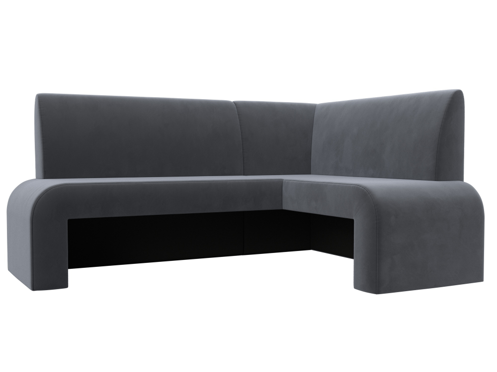 Диван кухонный угловой Кармен правый угол, Серый, Велюр, 126132