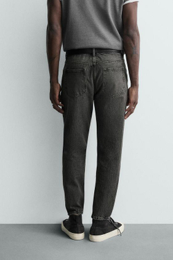 ZARA УКОРОЧЕННЫЕ ДЖИНСЫ SLIM FIT, СЕРЫЙ