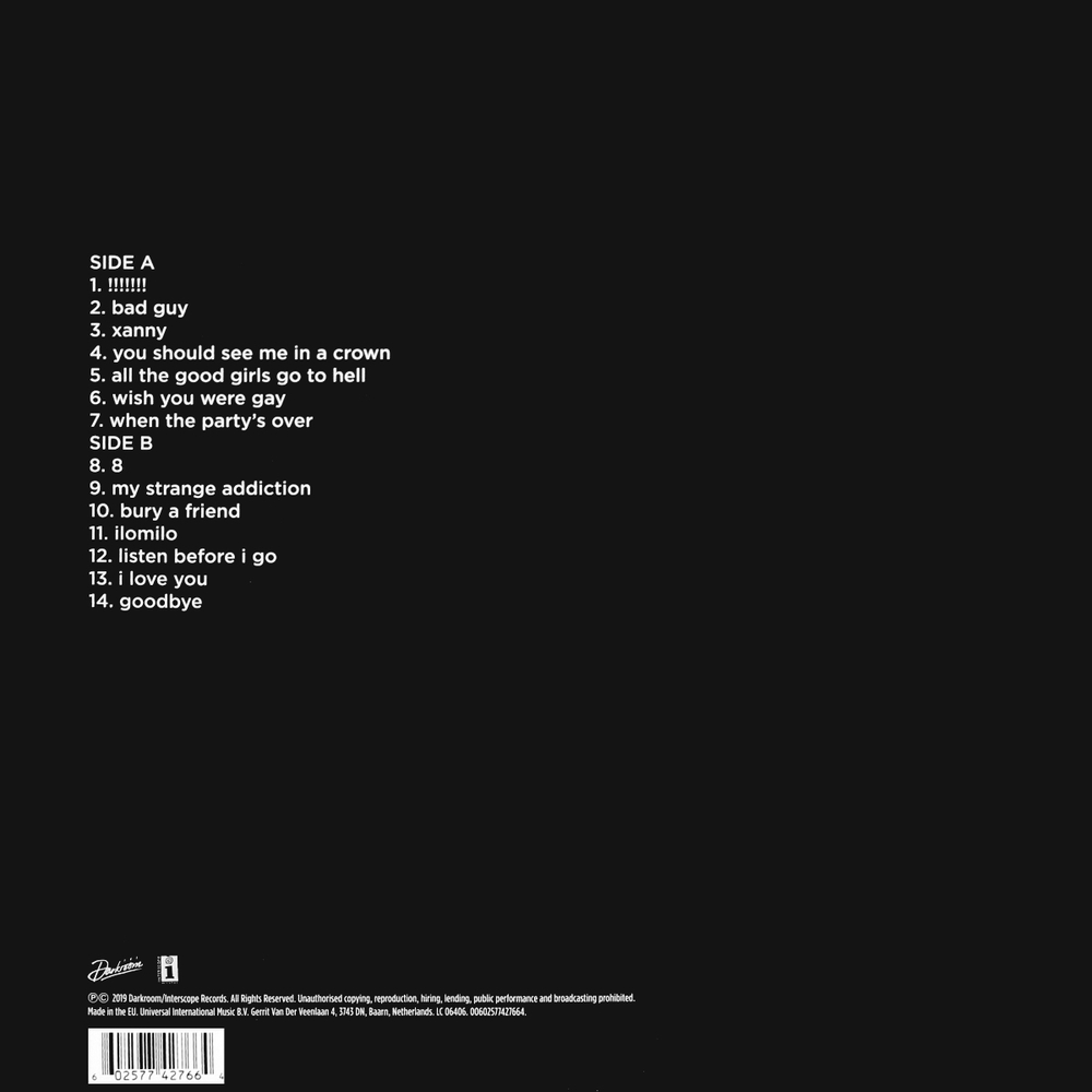 Billie Eilish / When We All Fall Asleep, Where Do We Go? (Coloured Vinyl)(LP)