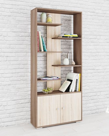 Стеллаж РОМЕО-4 ясень шимо / дуб сонома