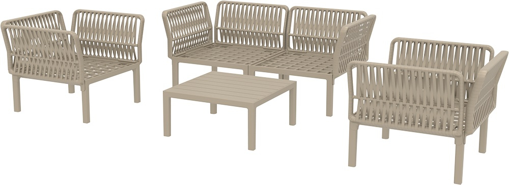 Комплект пластиковой мебели Siesta Contract Portofino Lounge, бежевый, темно-серый